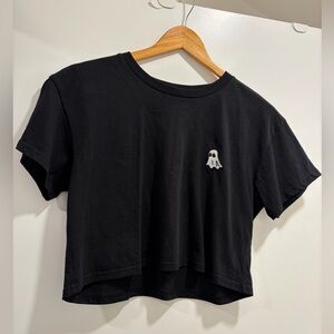 Black Ghost Embroidered Women's Crop Top